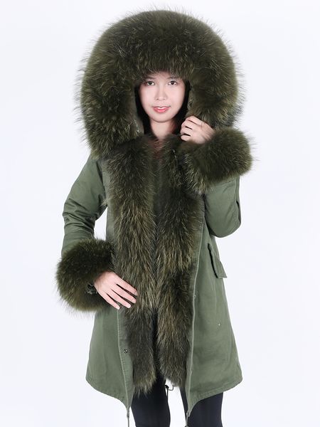 

new big natural 2021 skin collar raccoon skin, detachable down lining cake jacket 1 k3p3, Black