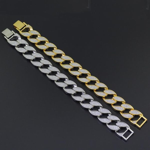 

men's hip hop cuban chain link alloy bracelet ice out men's fashion charm gift bracelet jlluie, Black
