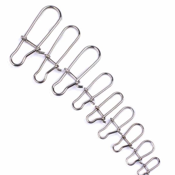 

100pcs/lot hooked snap stainless steel 0#-8# fishing barrel swivel safety snap hook lure accessories connector sn jllsbq