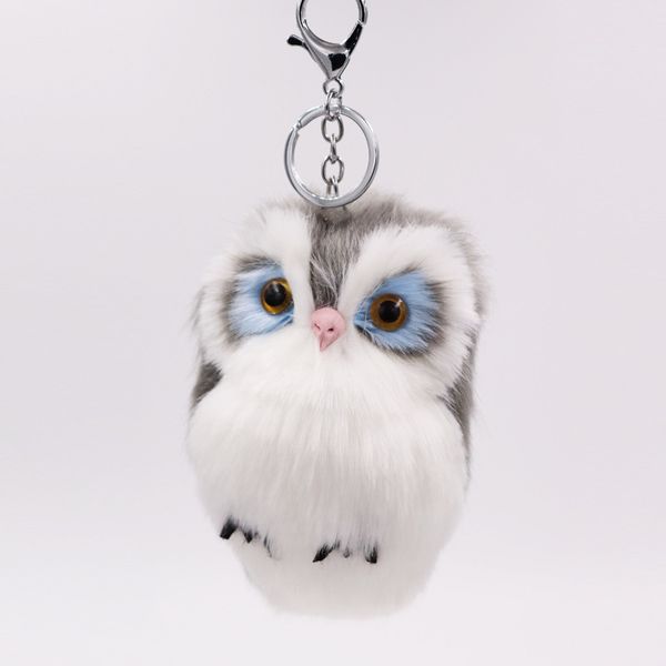 

china new new imitation rabbit fur owl fur bag car pendant cute animal plush fur owl keychain, Silver