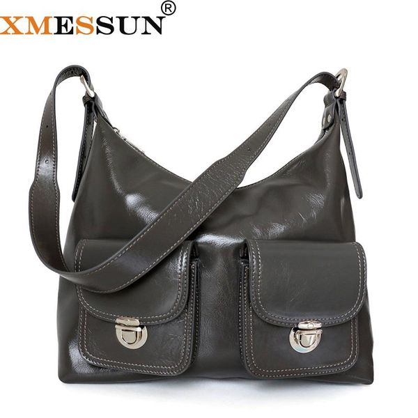 

xmessun 2020 autumn women shoulder bag vintage cowhide oil wax leather handbags women messenger bag large tote xms096