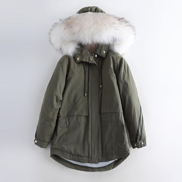 

2019 women winter white duck down jacket new hooded with real raccoon fur collar1, Black