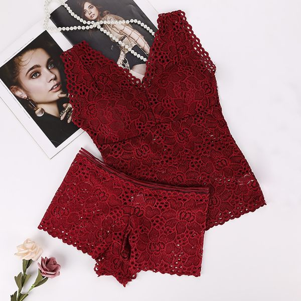 

3 pieces / lot women push up seamless embroidery bra lace bra set wire lingerie transparent female underwear set, Red;black