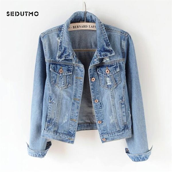 

sedutmo plus size 5xl denim jacket women boyfriend jean coat streetwear harajuku vintage autumn basic outerwear ed198 201026, Black;brown