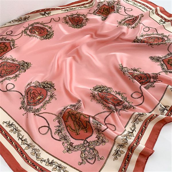 

2021 spring/summer new imitation silk scarf sunscreen scarves women 90*90 fashion shawl, Blue;gray