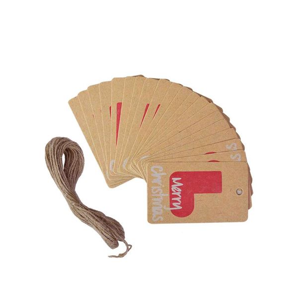 

этикетка 100шт kraft paper christmas теги diy с рождеством ханг метки упаковка подарков xmas tree party украшения санта-клаус карты jllfgd