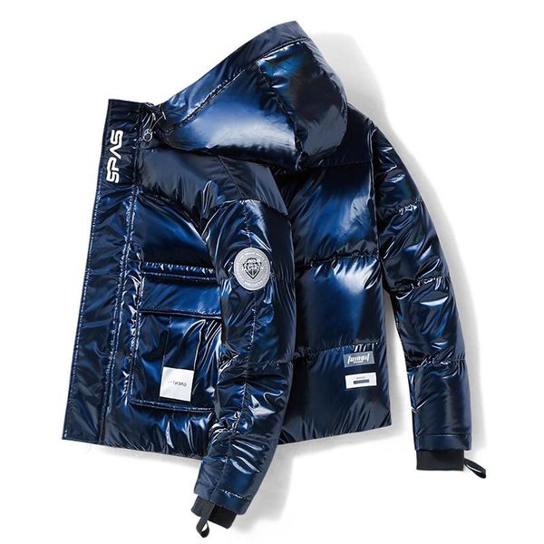 

mimi cross border source men's clothing good source 2020 winter new bright face down jacket youth street trendy men, Black