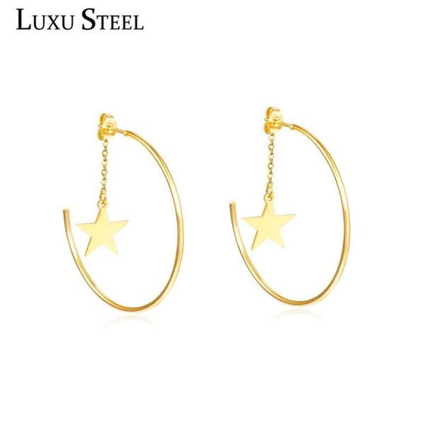 

hoop & huggie luxusteel gold earrings pendientes girl accessories stainless steel star shape 2021 earring fashion jewelry christmas, Golden;silver