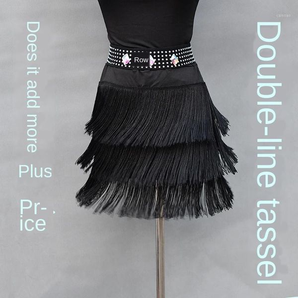 

2020 new latin skirt three layers fringe design samba dance skirts cha cha professional competition ballroom costumes fema1, Black;red