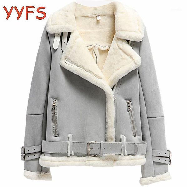 

winter suede jackets women lambs wool casual jackets thick warm faux pu suede jacket female oversized motorcycle coat female1, Black