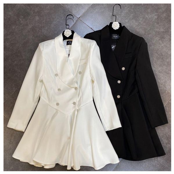 

women blazer black white vintage long women blazers jackets casual loose long suit blazers 2020 new autumn winter clothing, White;black
