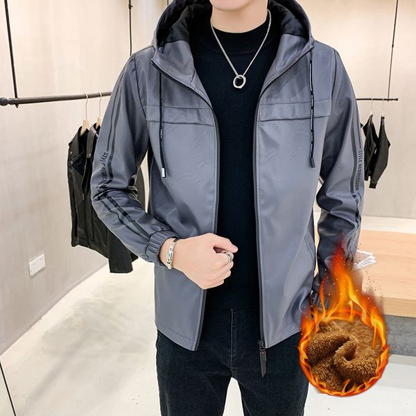 

2020 new men's jacket pu coat locomotive clothing plush warm leather fashion, Black;brown