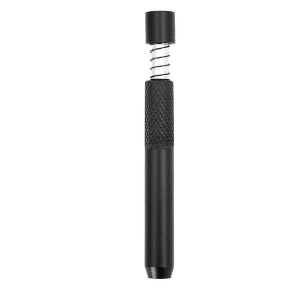 Pipa in metallo e penna per sigaretta 78mm Puntali con filtro One Hitter Spring Pipistrelli Snuff Snorter Dispenser Tubi Paglia Sniffer Fumo di tabacco