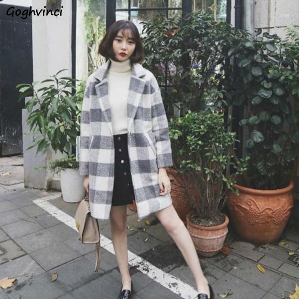 

women coat winter plaid single button all match warm womens clothes plus size fashions ladies elegant korean style comfortable1, Black