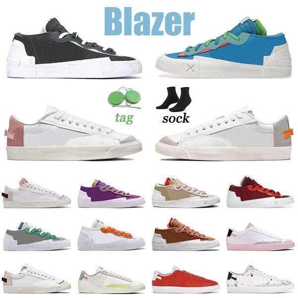 

aaa+ quality blazer low designer shoes men trainers british tan iron grey sports neptune blue purple dusk reed blazers lows women white pink, Black