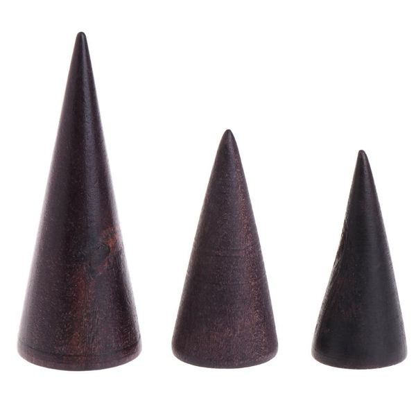 

jewelry display shelf black cone shaped organizer wooden stand holder ring rack, Pink;blue