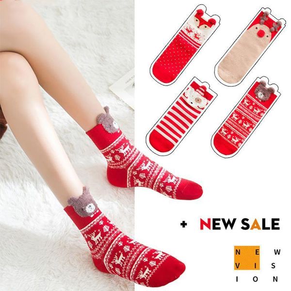 

4pairs fashion animal pattern  sports autumn winter funny gift soft cute cartoon christmas holiday elastic women socks1