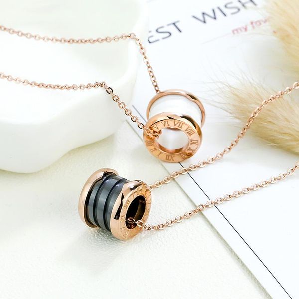 

chains titanium steel black ceramic pendant spring in collarbone chain not fade-out necklace female student web celebrity, Silver