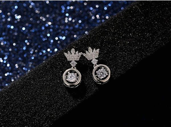 

2020 the new japanese and korean version of beating heart earrings simple fashion crown enchanted female accessories 481, Golden;silver