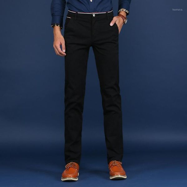 

6 colors casual pants men classic style 2020 new business elastic cotton slim fit trousers male gray khaki plus size1, Black