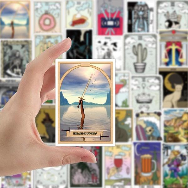 

50 pcs divination playing card sticker skateboard fridge phone guitar motorcycle luggage pvc waterproof joke stickers bbyyxc
