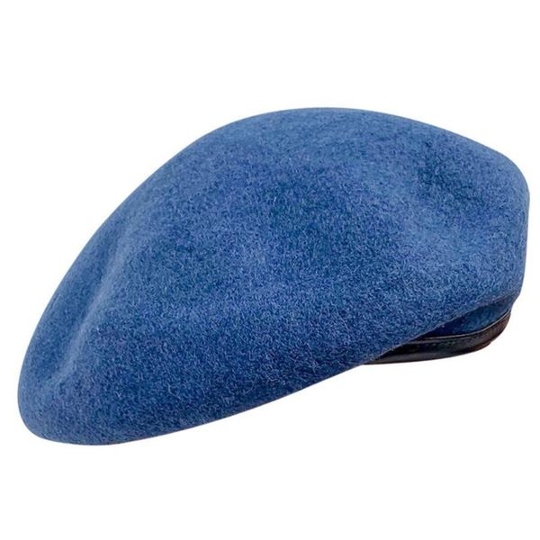 

berets girls beret warm wool winter beanie hat retro vintage plain, Blue;gray