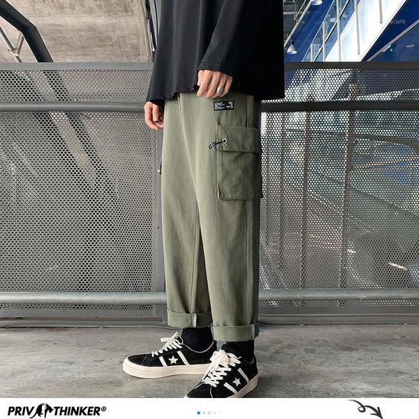 

harajuku men's side pocket cargo pants 2020 streetwear solid color man casual straight pants hip hop men harem pant1, Black