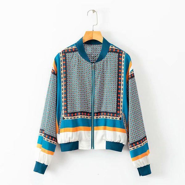 

women's jackets wholesale autumn new stand collar coloblocked dot print boho european retro bohemia jacket woman ls124, Black;brown
