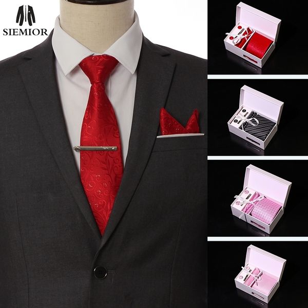

oz1l ties for woven black plaid checks necktie red silk jacquard party wedding box men fashion design gz9281004, Black;blue