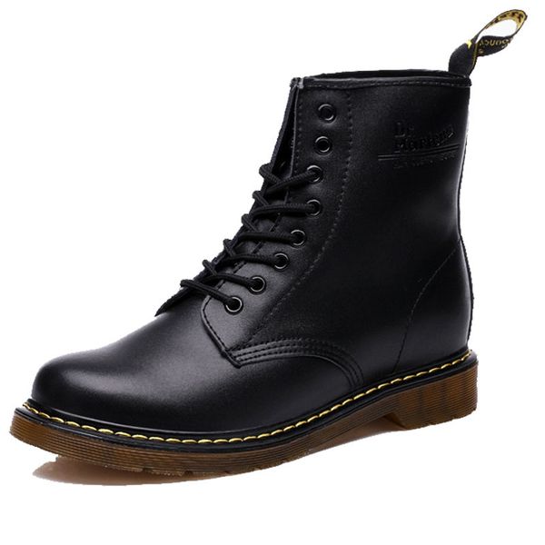 

8-eye women's leather men's women martin more cashmere autumn winter couple of work boots made with tools u3ee, Black