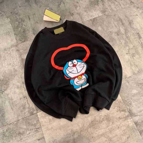 

2022 factory wholesale new autumn round neck sweater long sleeve terry pullover red double printing jingle loose qingdao, Black