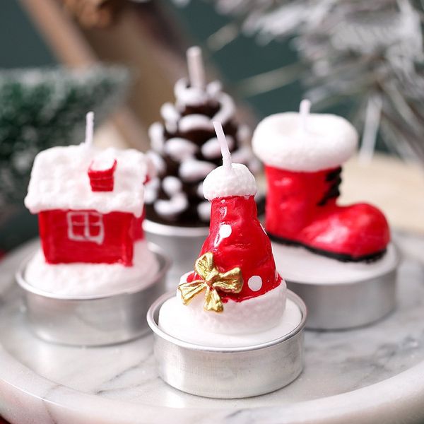 

christmas candle gift set 12 pcs/pack smokeless birthday candles santa gift stocking tree design fragrance decorative candle wholesale