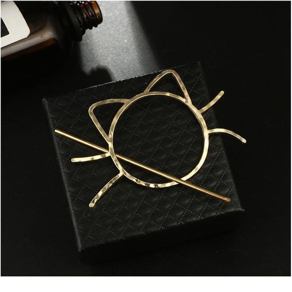 

ladies geometric meow cat pierced hair clip cute metallic slide comb hairpin shawl pin brooch styling ponytail holder b wmtqgw, Silver