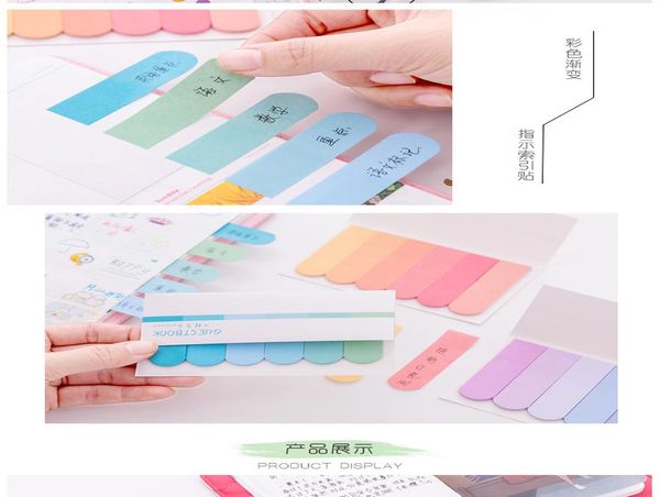 

fresh rainbow gradient color sticky note mini index lable bookmark memo stationery office accessories school supplies wmttxy