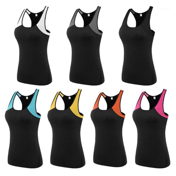 

o women autumn quick-drying clothes solid color running stretch gymnastic bodybuilding slim casual vest1, White