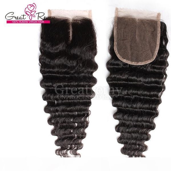 

100% malaysian deep wave frontal closure part 4*4 hairpieces virgin human hair natural color dyeable also wholesale very popular, Black
