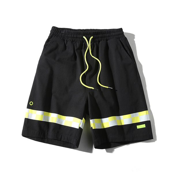 

e-baihui 2021 mens shorts yellow grid creative men's shorts trendy loose casual pants ak911, White;black