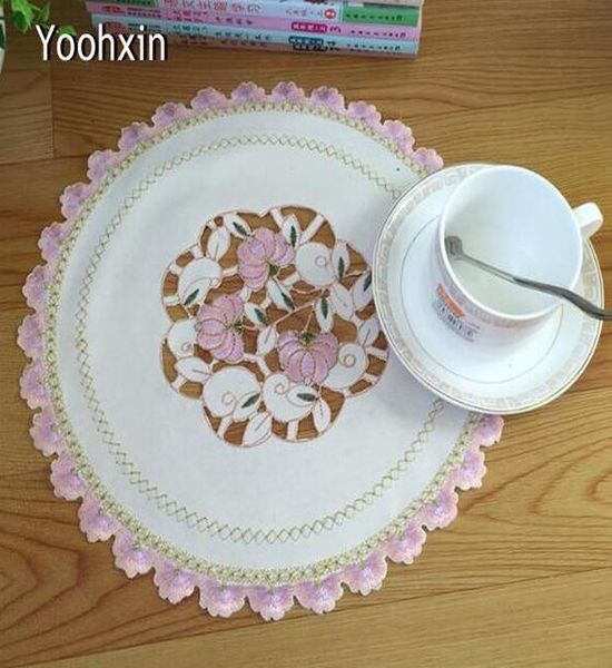 

28cm new lace embroidery table place mat pad cloth dining placemat coffee doily pot cup mug holder glass drink coaster kitchen h wmtlvq