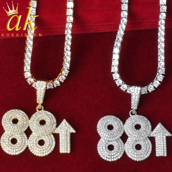 

number with arrows zircon necklace & pendant men's hip hop rock gold color jewelry q1209, Bronze;silver