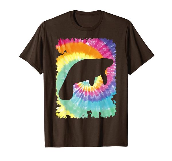 

colorful tie dye manatee shirt family gift for animal lovers, White;black