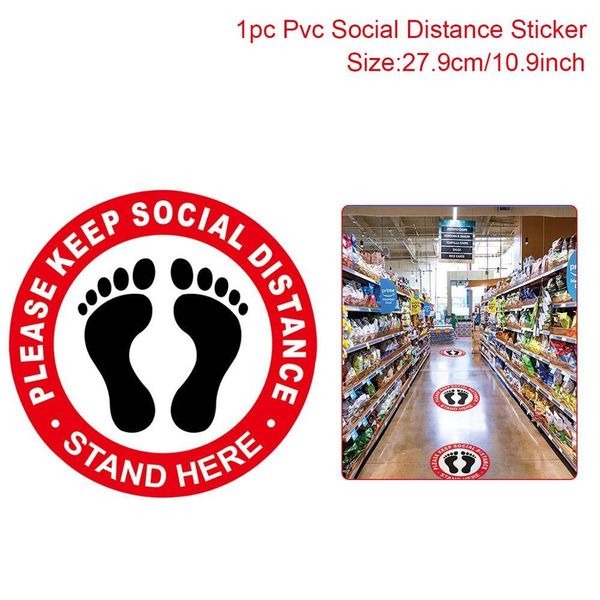 

1pcs pvc social distance sticker shopping mall ceramic tile stickers safety signage crowd control guidance waterproof sticker wmtezp