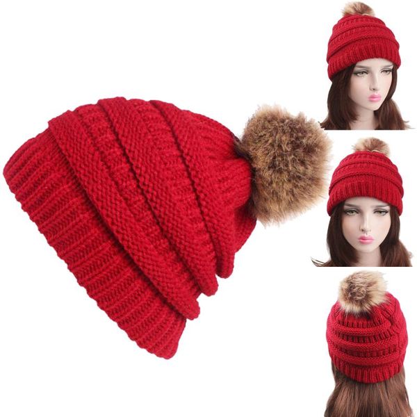 

cap for women messy hat woolen beanie hat outdoor warmth autumn winter wool ball knitting woolen ski muts, Blue;gray