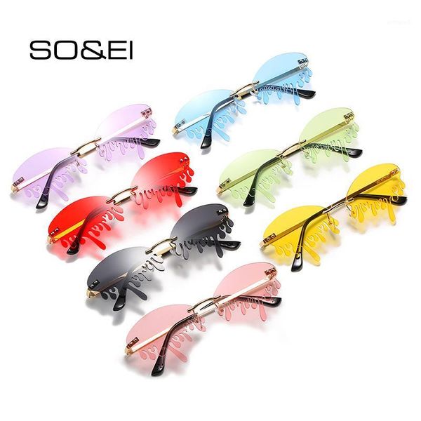 

sunglasses so&ei ins clear ocean lens eyewear unique oval tears shape women brand designer rimless ladies sun glasses1, White;black