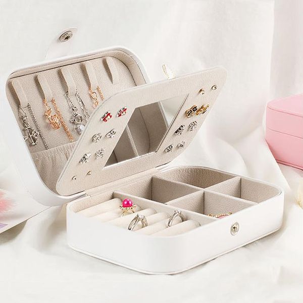 

amazon jewelry case gift boxes travel earring jewelry box lady zipper closure storage box, Pink;blue