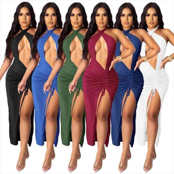 

open back maxi dresses high slit draped long dress women backless cut out party dresses womens summer clothing, Black;gray