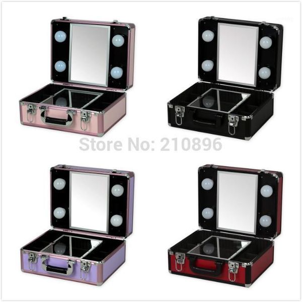 

cosmetic bags & cases type portable makeup case with lights light weight box mirror 5 colours1
