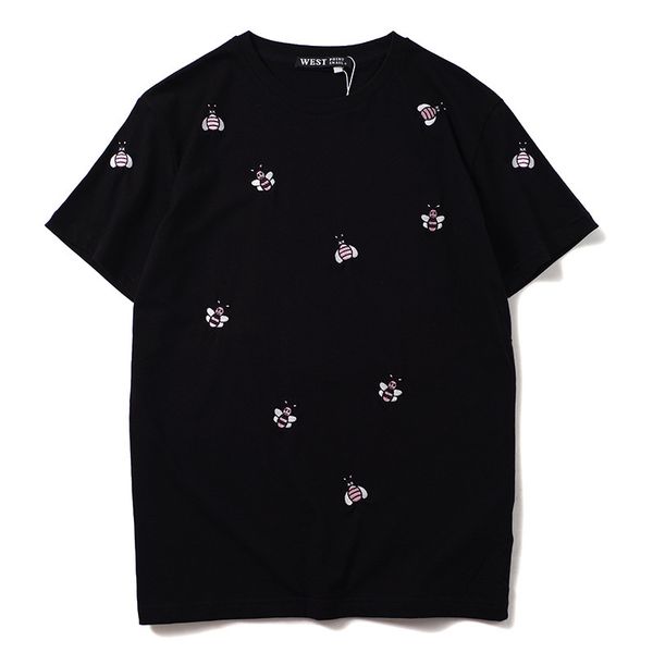 

news 2021 new high 19ss men embroidered pink bee hip shirt skateboard street cotton t-shirts kenye # bb4 wec5, White;black