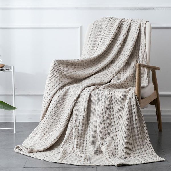 

blankets phf home textile cotton waffle woven knitted blanket throws for sofa cover decor bedspread bed teen plaid blanket1