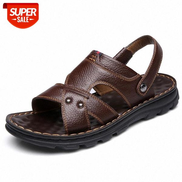 

men's slippers men's new summer shoes soft bottom casual beach shoes dual-use leather sandals men mens house slippers #iy7e, Black