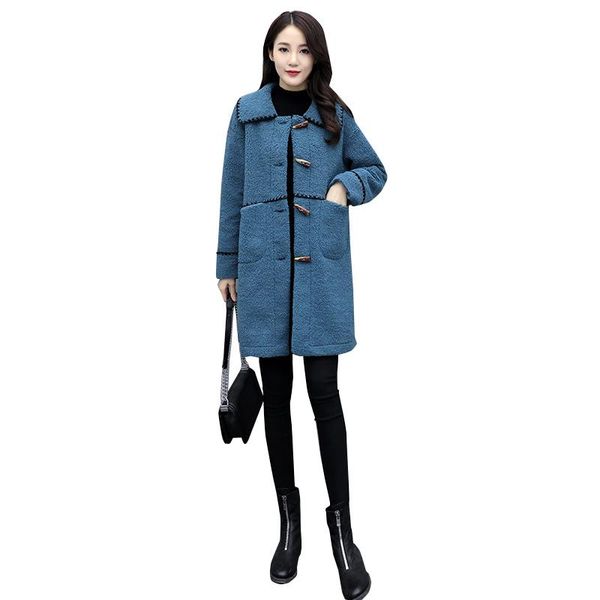 

women's trench coats 2021 autumn winter cashmere women ladies plus size fashion solid fleece coat female slim warm long sleeve, Tan;black